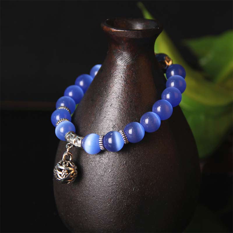Bracelet porte-bonheur tibétain œil de chat Buddha Stones