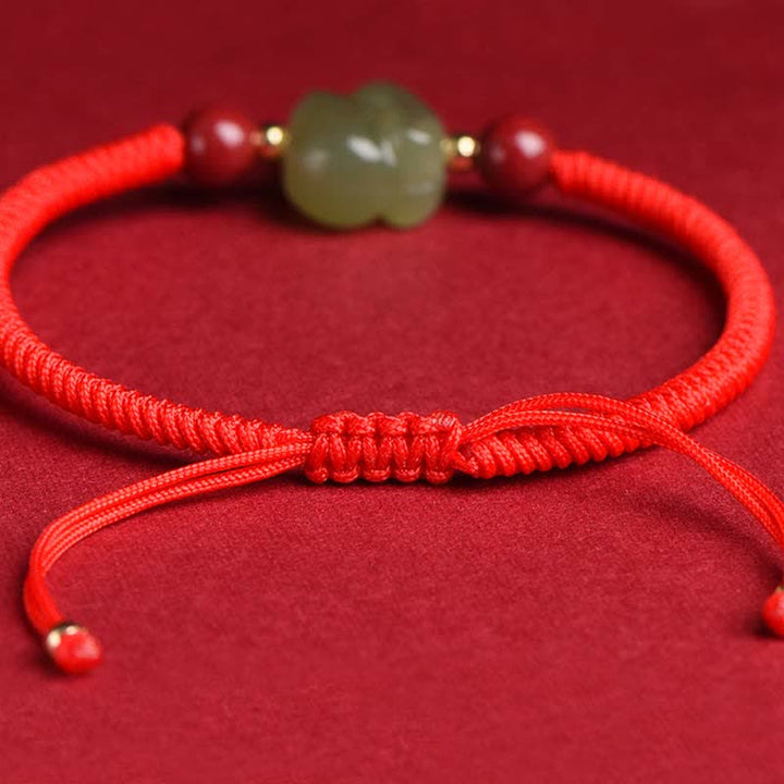 Bracelet en fil d'abondance en perles de cinabre et de jade Hetian Année du lapin