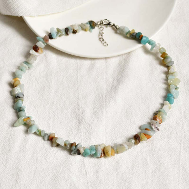 Collier porte-bonheur en pierre de cristal naturelle Buddha Stones