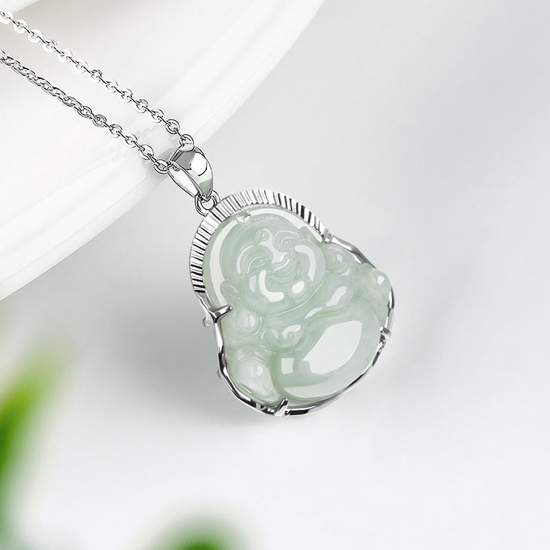 Buddha Stones avec pendentif en argent sterling 925 et jade Bouddha rieur, calme et porte-bonheur - image 4