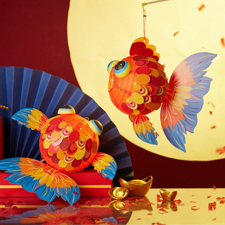 Lanterne en papier en forme de poisson Koi porte-bonheur en Buddha Stones pour décoration de fête de la mi-automne