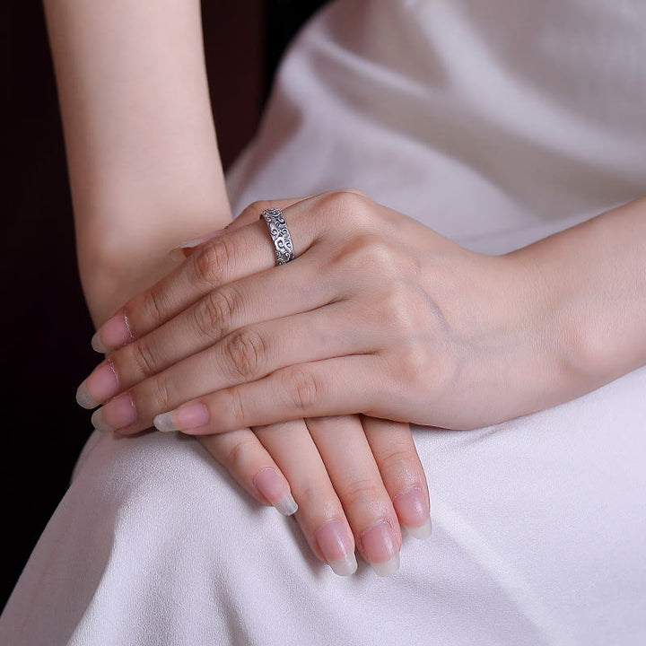 Buddha Stones d'illumination gravée en argent sterling 999 avec fleur de lotus et fleur de prunier et nuages ​​de bon augure - image 9