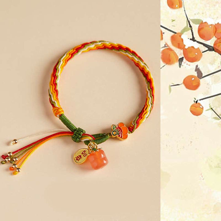 Bracelet tressé en corde avec nœud de force et de réincarnation en agate rouge et Buddha Stones