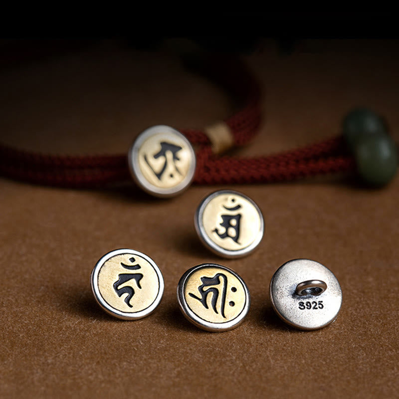 Bracelet tressé en argent sterling 925 fait à la main avec Buddha Stones et symbole du zodiaque chinois, Bouddha cyan Bodhi Seed Protection