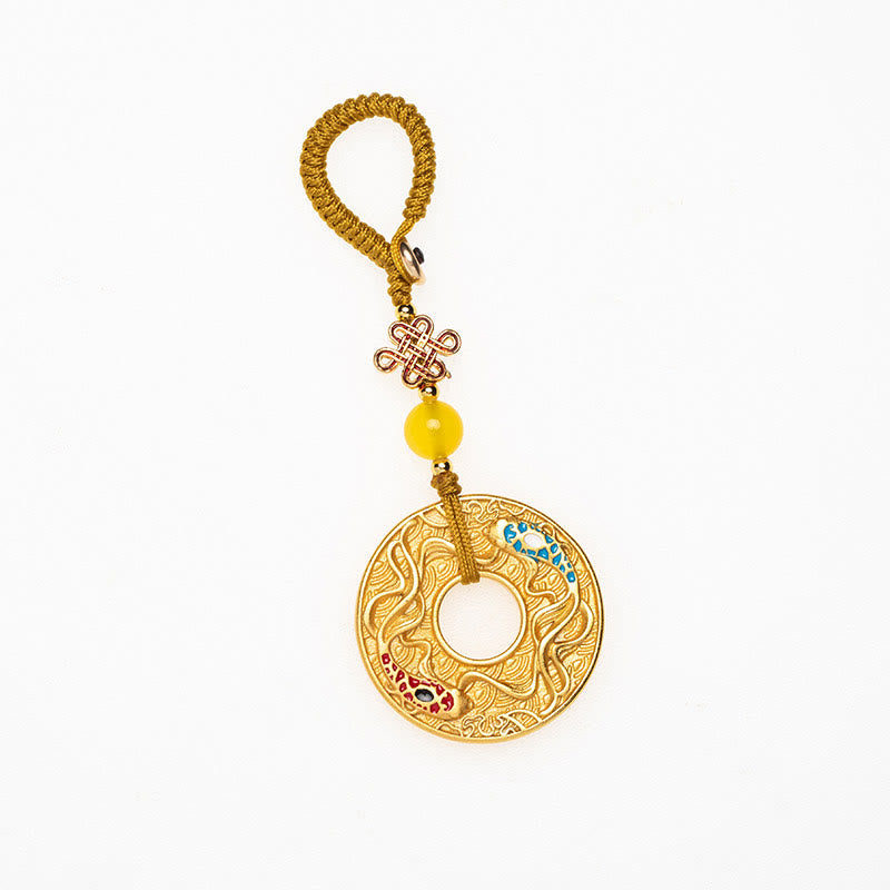 Porte-clés Buddha Stones Double Koi Fish Peace Buckle Wealth Luck