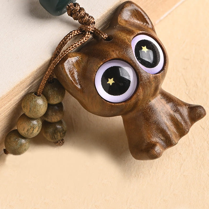 Buddha Stones en bois de santal vert, chat porte-bonheur, poisson koï, décoration à suspendre pour téléphone