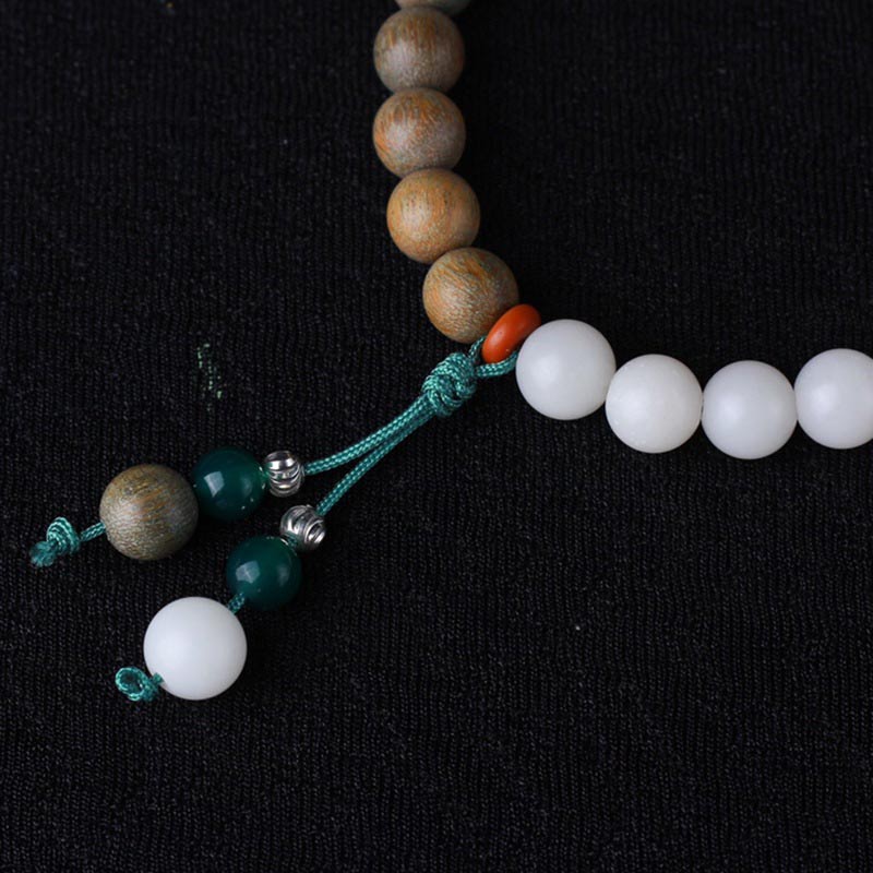 Bracelet de réveil porte-bonheur en bois de santal vert et graines de Bodhi