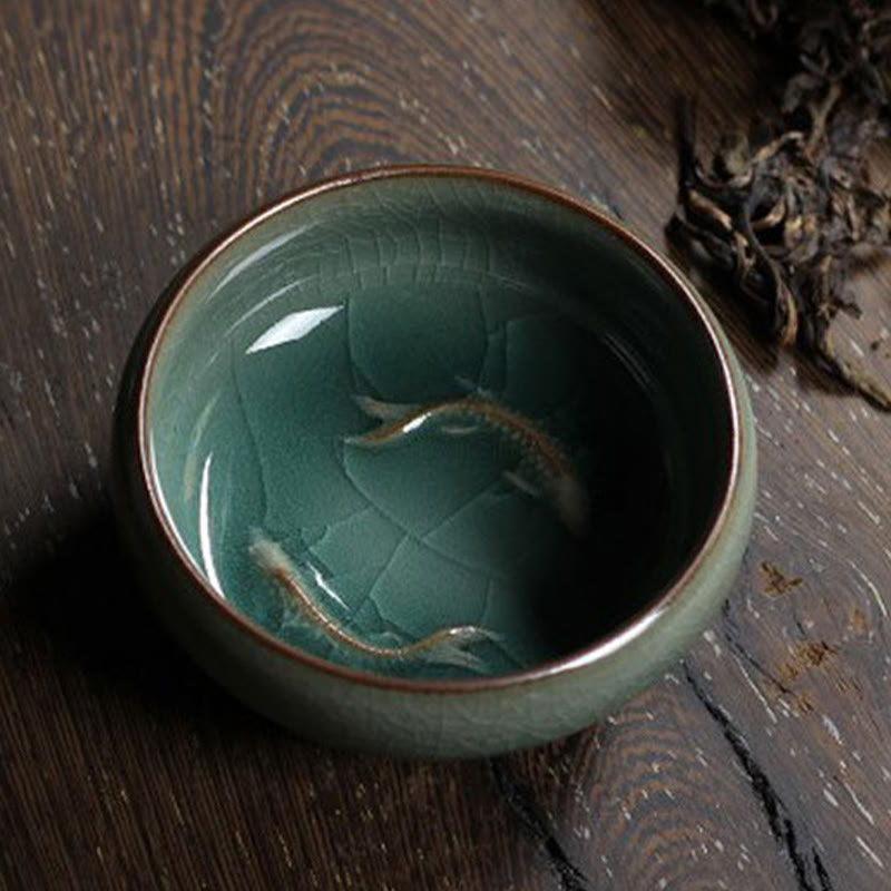 Buddha Stones Poisson Koi Coloré Tasse à Thé en Céramique Tasse à Thé Kung Fu Bol