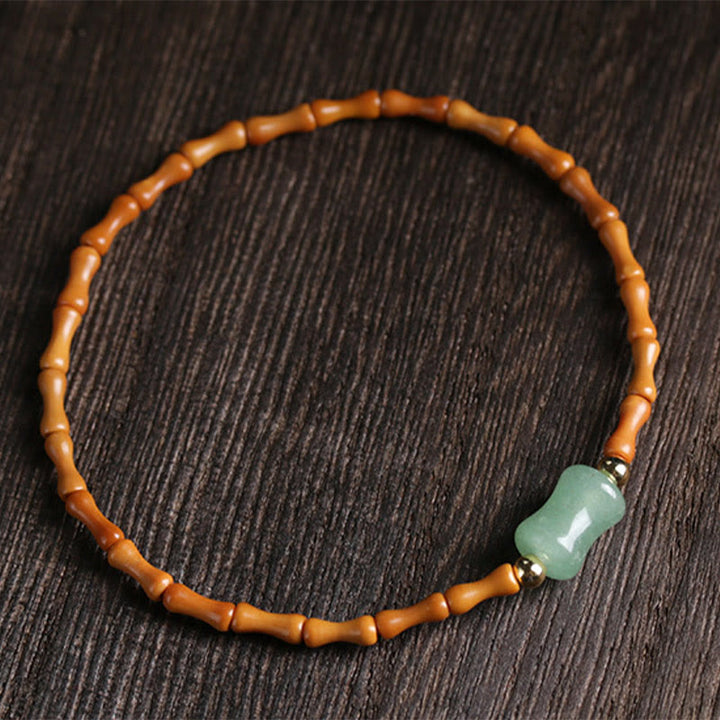 Bracelet porte-bonheur en aventurine verte naturelle avec noyau d'olive et pierres de Buddha Stones
