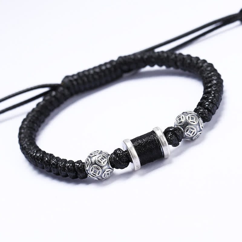Bracelet en fil tressé avec perles en cuivre et argent sterling 999 de Buddha Stones