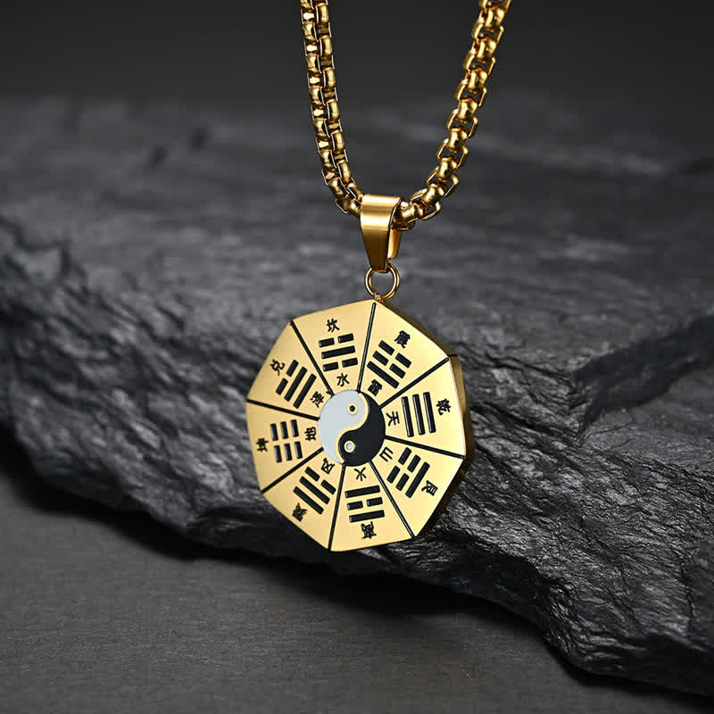 Bagua Yin Yang Titane Acier Balance Collier Pendentif - Or - image 5