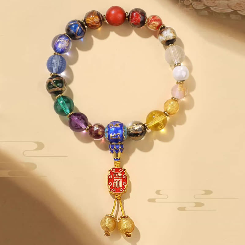 Buddha Stones Tibétain Coloré Cendres Perles de Verre Liuli Om Mani Padme Hum Dorje Vajra 18 Perles Poignet Mala