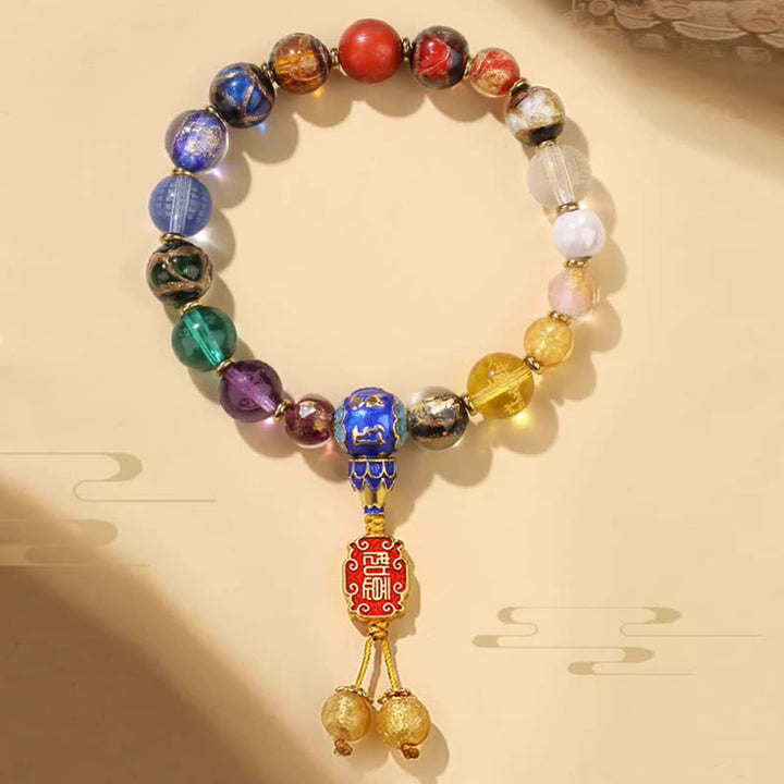 Buddha Stones Tibétain Coloré Cendres Perles de Verre Liuli Om Mani Padme Hum Dorje Vajra 18 Perles Poignet Mala