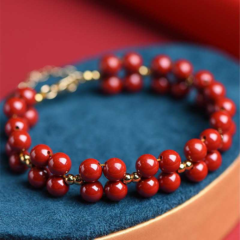 Bracelet de bénédiction en perles de cinabre naturelles de Buddha Stones