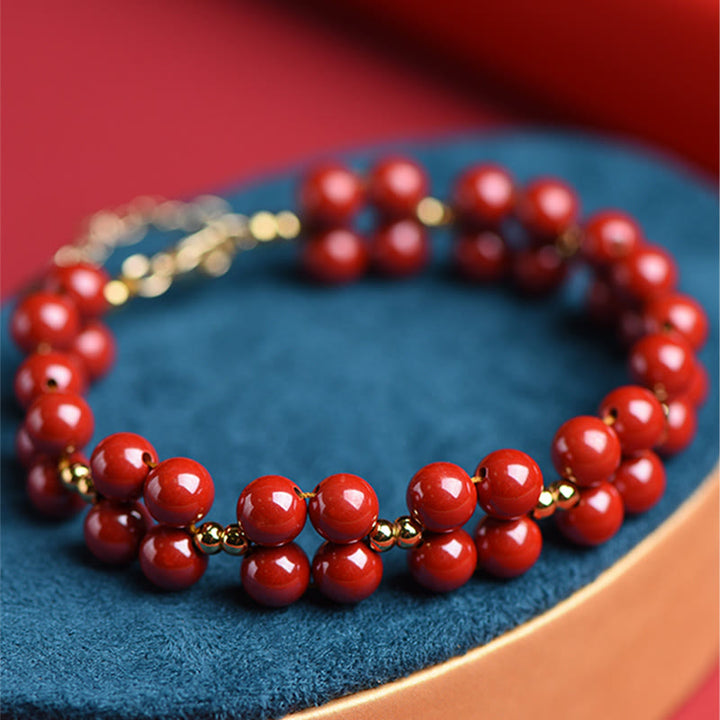 Bracelet de bénédiction en perles de cinabre naturelles de Buddha Stones