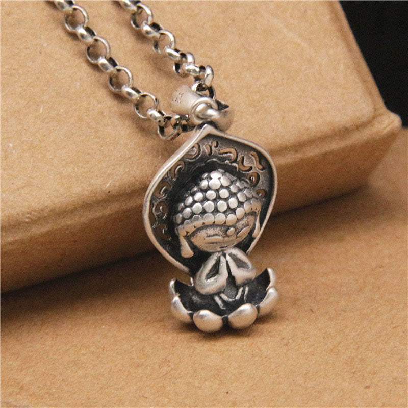 Collier Buddha Stones 999 Argent Sterling Méditation Bouddha Lotus Sérénité Pendentif - image 2