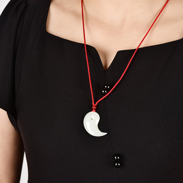 Collier pendentif en corde de protection en jade blanc et jade cyan Yin Yang - image 9