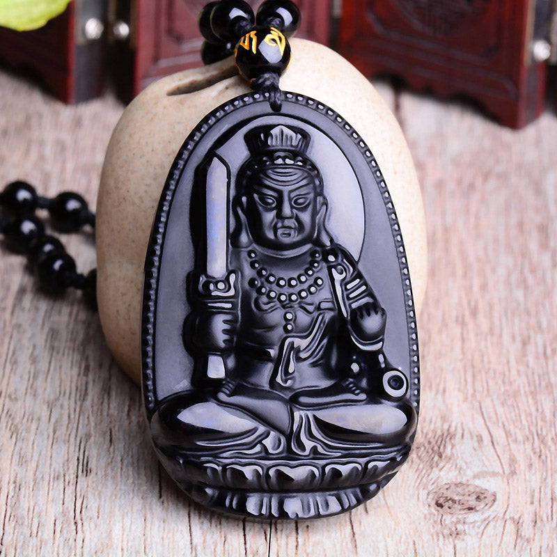 Collier pendentif amulette de protection Bouddha en obsidienne avec Buddha Stones et zodiaque chinois - image 7