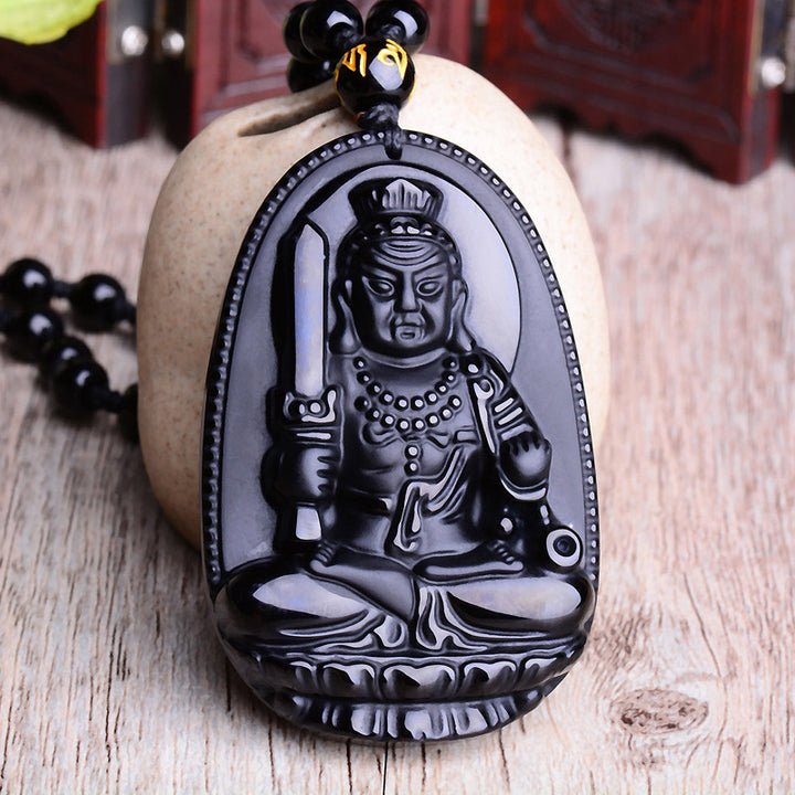 Collier pendentif amulette de protection Bouddha en obsidienne avec Buddha Stones et zodiaque chinois - image 7