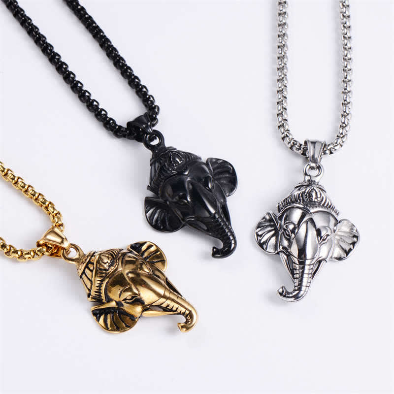 Collier pendentif de protection en acier titane éléphant Ganesh Ganpati - image 6