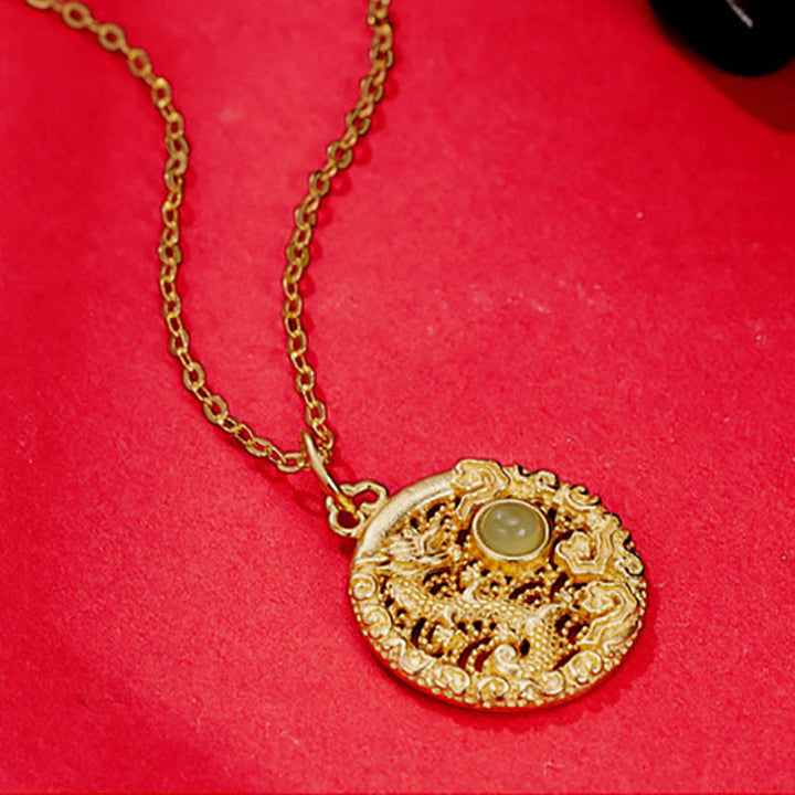 Collier pendentif porte-bonheur en argent sterling 925 Buddha Stones et nuages ​​de bon augure en jade Hetian incrusté de jade Hetian - image 4