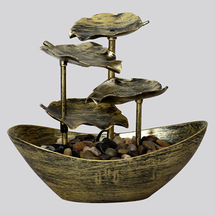 Fontaine cascade en forme de feuille de lotus , Buddha Stones, ornements de table avec lumière LED, décoration de bureau pour la maison - image 9