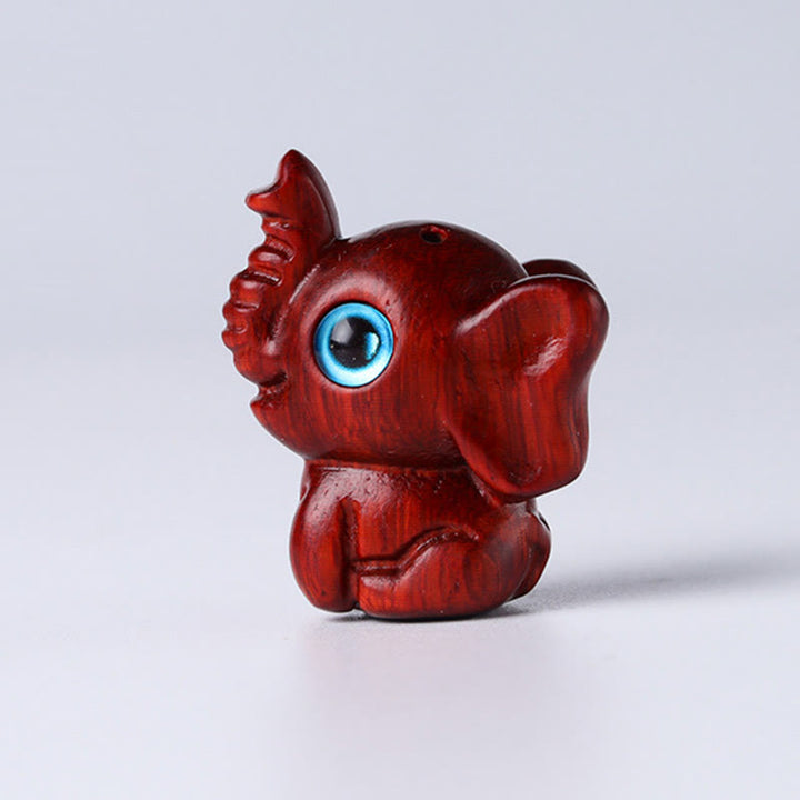 Buddha Stones Bois de santal Petite feuille Bois de santal rouge Bois de santal vert Mini éléphant porte-bonheur sculpté Décoration de protection