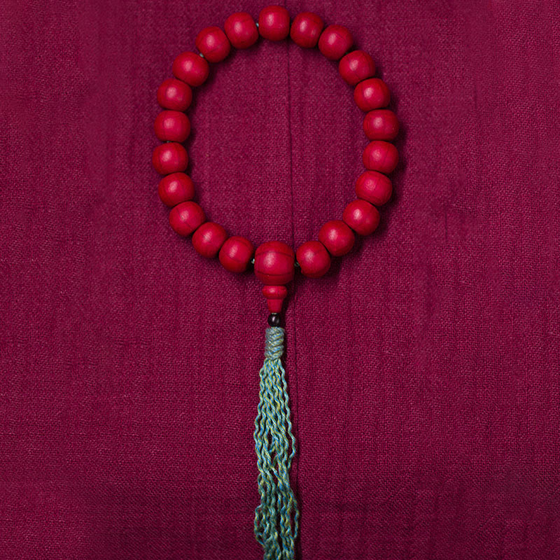 Bracelet Mala en bois d'Abelia Biflora de Buddha Stones pour éloigner les mauvais esprits