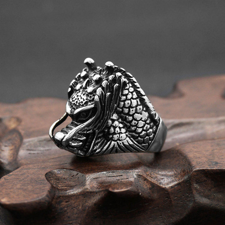 Bague en acier titane Dragon Balance