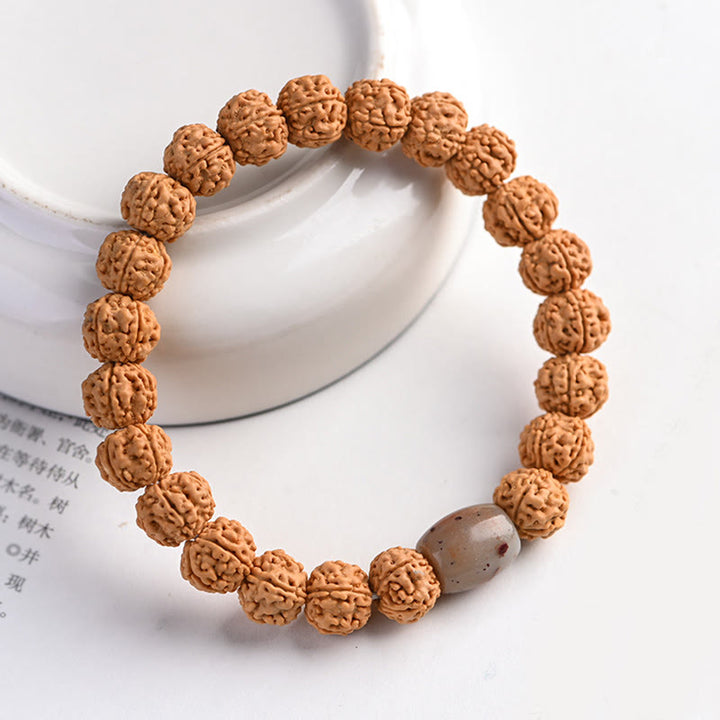Bracelet de richesse et de bon augure en Buddha Stones tibétaines Rudraksha Bodhi Seed