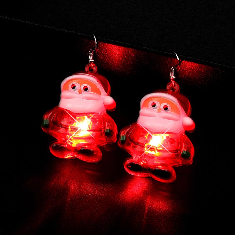 Boucles d'oreilles lumineuses à LED en forme d'élan et de sapin de Noël