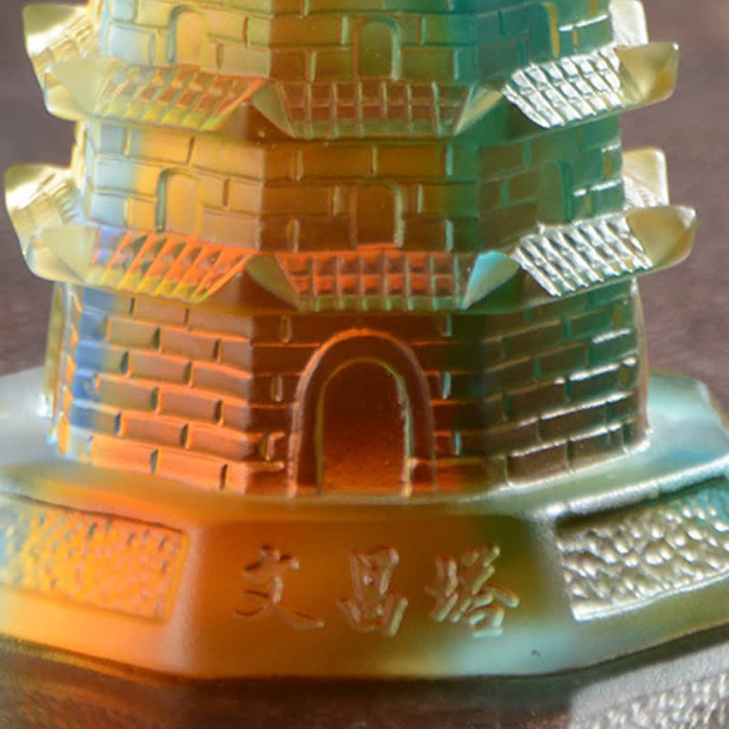 Tour Feng Shui Wenchang, pagode en cristal Liuli faite à la main, pièce d'art porte-bonheur, décoration pour la maison et le bureau - image 11