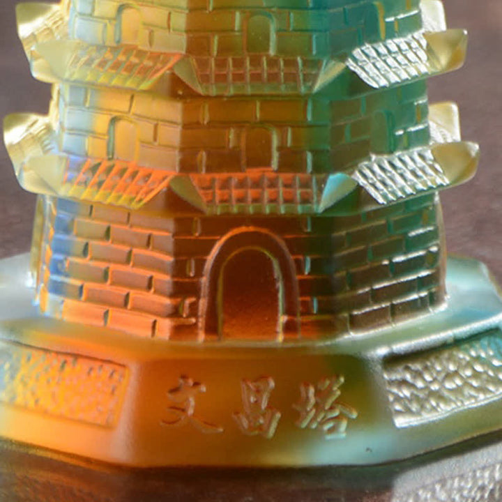 Tour Feng Shui Wenchang, pagode en cristal Liuli faite à la main, pièce d'art porte-bonheur, décoration pour la maison et le bureau - image 11