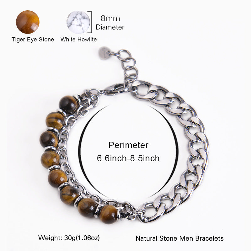 Bracelet de force en pierre givrée avec œil de tigre et jaspe Picasso Buddha Stones