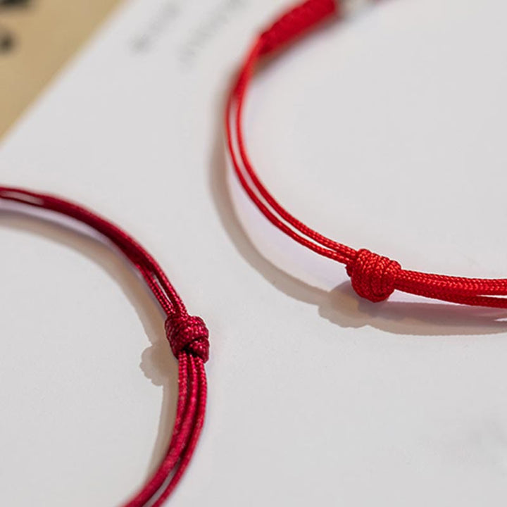 Bracelet en argent sterling 925 avec perle porte-bonheur et cordon fin tressé rouge, orné de Buddha Stones. - image 5
