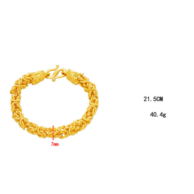 Bracelet de protection à double tête de dragon plaqué or 24 carats de Buddha Stones