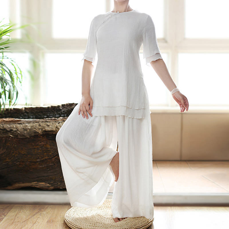 Ensemble de vêtements pour femmes de couleur unie Buddha Stones vintage yoga zen prière méditation spirituelle pratique - image 1