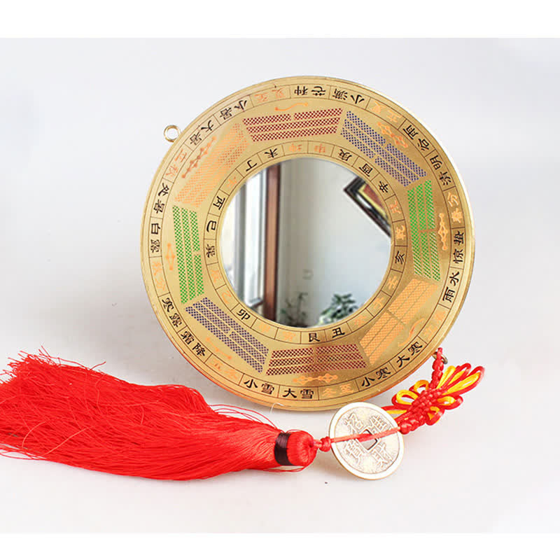 Carte Feng Shui Bagua Pièce de cuivre Nœud chinois Carte énergétique d'équilibre - 19 cm - Carte Bagua des Quatre Saisons - Miroir concave - image 16