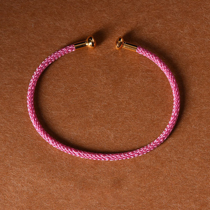 Bracelet manchette tressé fait main avec Buddha Stones au design simple - Rose profond - image 24