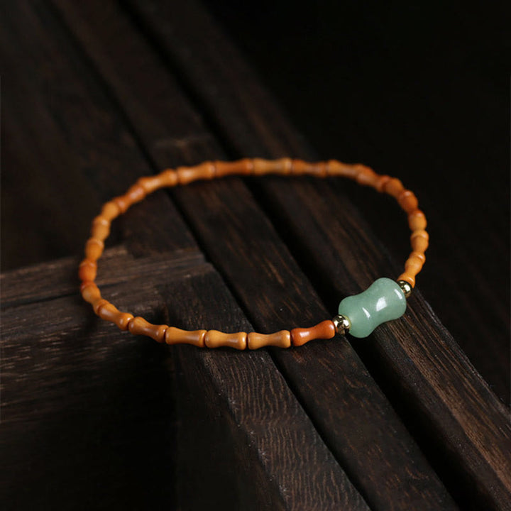 Bracelet porte-bonheur en aventurine verte naturelle avec noyau d'olive et pierres de Buddha Stones