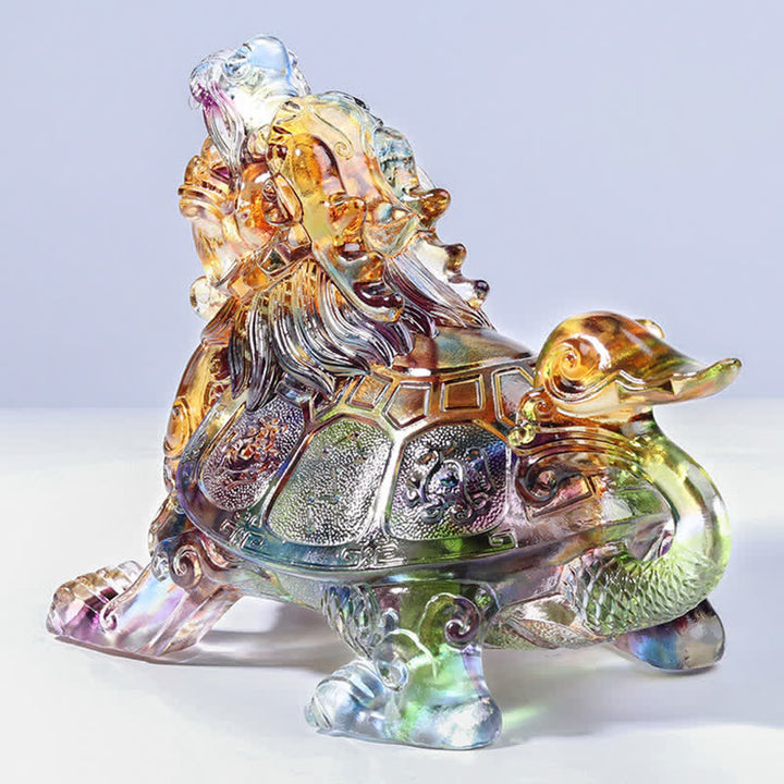 Tortue dragon Feng Shui, pièce d'art en cristal Liuli faite à la main, décoration pour la maison et le bureau
