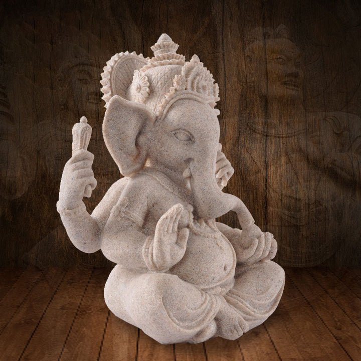 Buddha Stones Ganesh Ganpati Statue d'éléphant Richesse Bénédiction Décoration de la maison