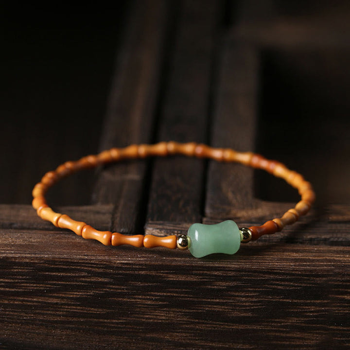 Bracelet porte-bonheur en aventurine verte naturelle avec noyau d'olive et pierres de Buddha Stones