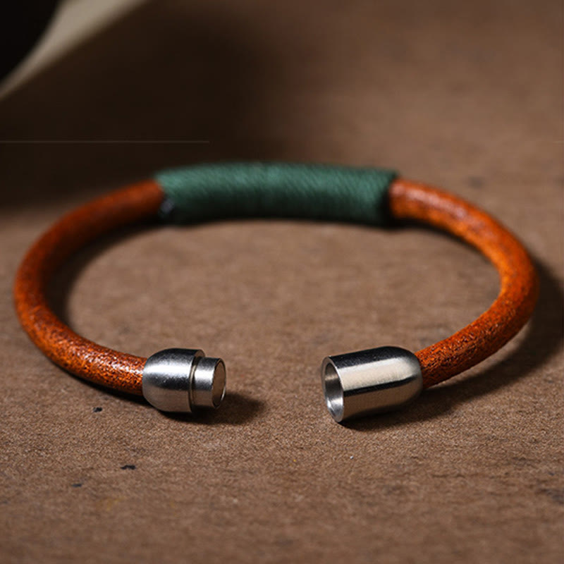 Bracelet en cuir tibétain fait main avec Buddha Stones et boucle porte-bonheur en forme de cinq éléments - image 4
