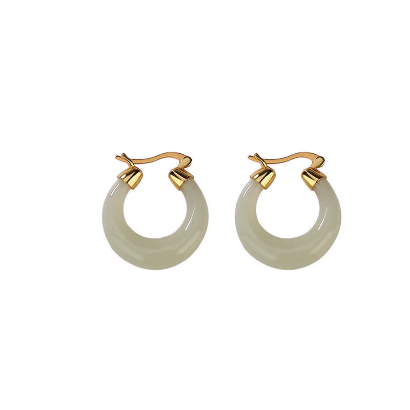 Boucles d'oreilles pendantes en jade cyan avec Buddha Stones rondes pour la prospérité et la chance