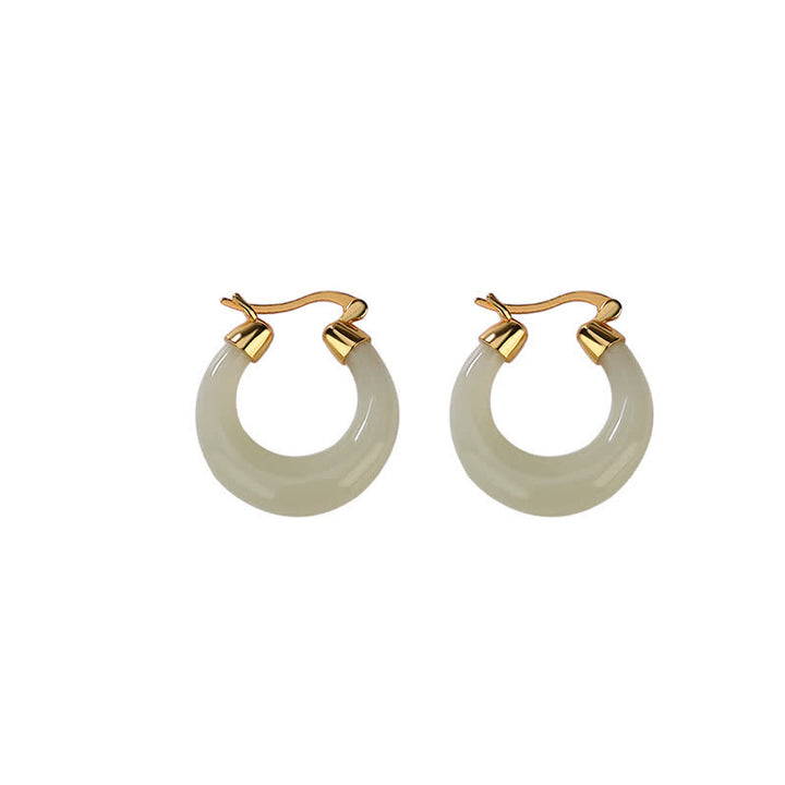 Boucles d'oreilles pendantes en jade cyan avec Buddha Stones rondes pour la prospérité et la chance
