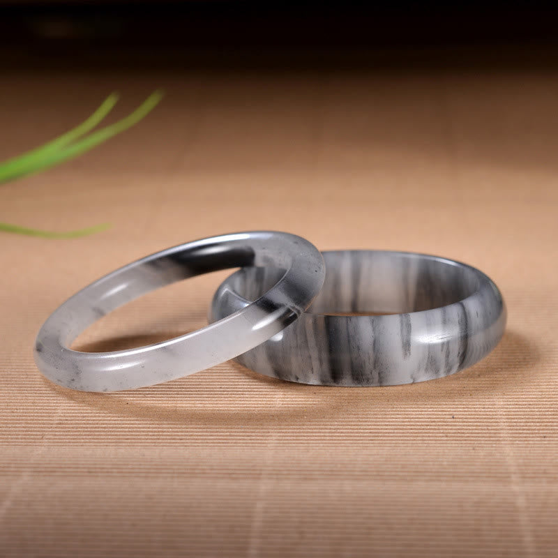 Bracelet de richesse en jade doré et soie couleur encre naturelle Buddha Stones