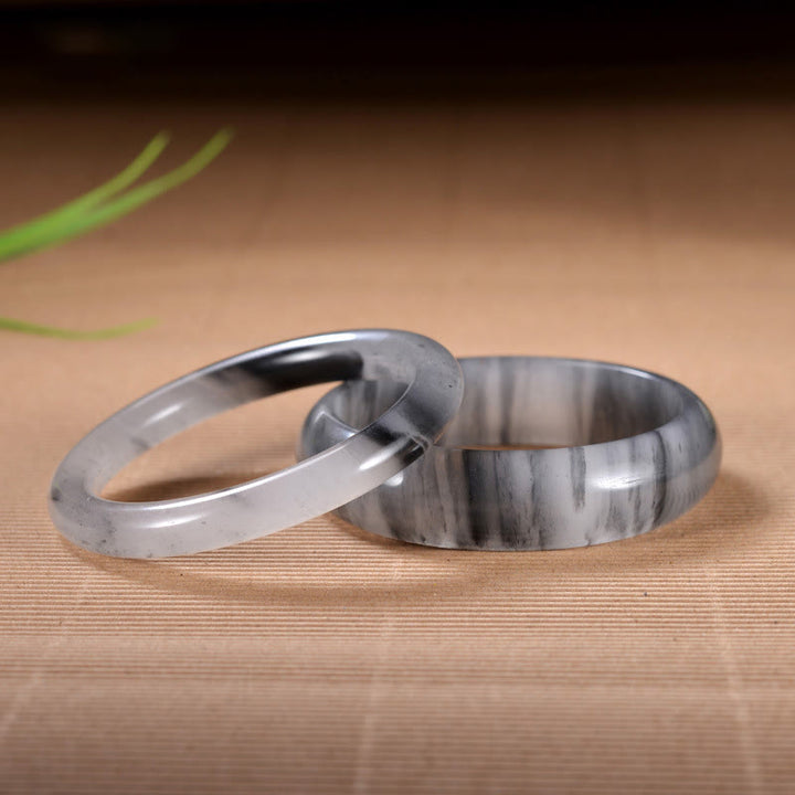 Bracelet de richesse en jade doré et soie couleur encre naturelle Buddha Stones