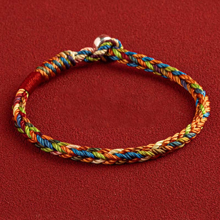 Bracelet porte-bonheur multicolore Buddha Stones « Que vous soyez en bonne santé et heureux » - 19 cm - Boucle en argent 925 - image 0