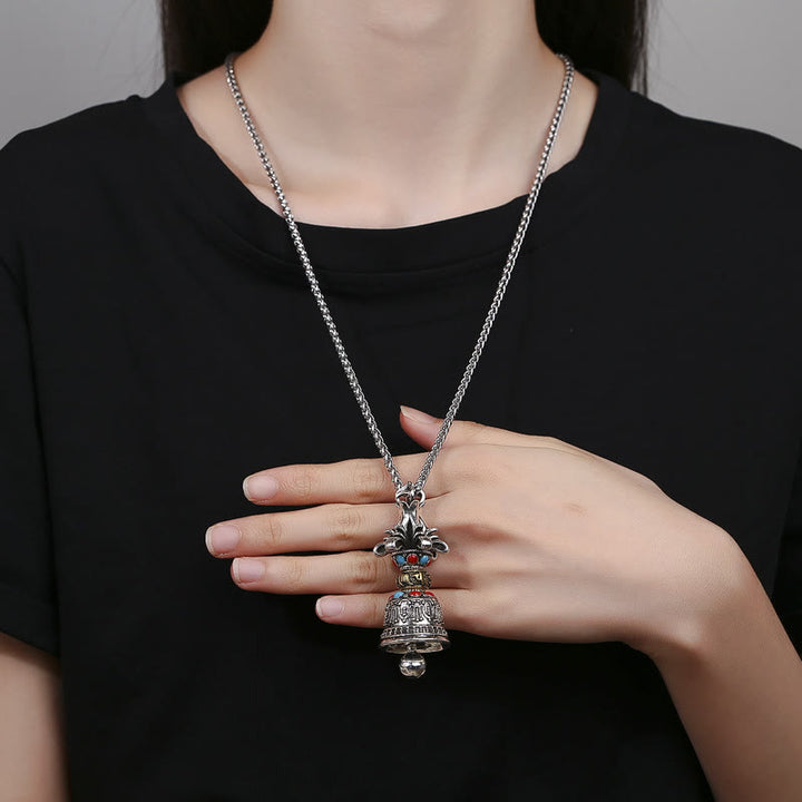 Collier pendentif en Buddha Stones tibétain Om Mani Padme Hum Dorje Vajra, cloche de force - image 5